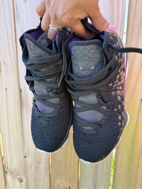 Nike LeBron Men’s Black with Purple Accent Basketball Sneakers